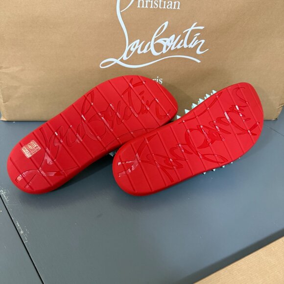 Christian Louboutin 1240945 Take It Easy Iceberg Blue Rubber Slide Sandal - Picture 5 of 15